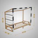 HAGO24 Kinderbett Fußballtor Kiefernholz  90x200cm Tornetz Kletterstangen Lattenrost Holzrahmen Schwarz Weiß Belastbar 100kg