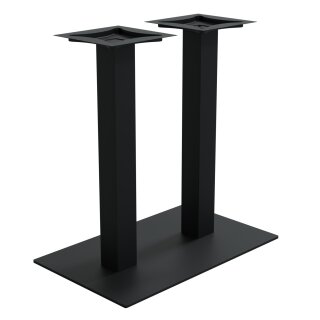 HAGO24 Tischgestell Doppelbein Tischuntergestell DIY Tischfuß Gastro Esstisch Stahl Schwarz matt 70x72cm Bodenschutz Indoor