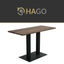 HAGO24 Tischgestell Doppelbein Tischuntergestell DIY Tischfuß Gastro Esstisch Stahl Schwarz matt 70x72cm Bodenschutz Indoor