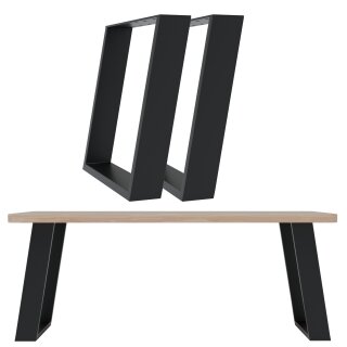HAGO24 Tischkufen 2er Set 80 Grad schräg Tischbeine Schwarz 40x43cm Stahl Bankgestell Bankbeine DIY Möbelgestell