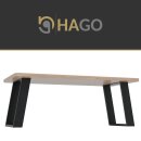 HAGO24 Tischkufen 2er Set 80 Grad schräg Tischbeine Schwarz 40x43cm Stahl Bankgestell Bankbeine DIY Möbelgestell