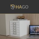 HAGO24 Aktenschrank Weiß Schubladenschrank 5 Schubladen Stahlschrank Schreibtisch Organizer DIN A4 Etikettenhalter Bürocontainer Homeoffice Ablagefach Dokumentenschrank