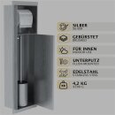 HAGO24 WC Modul Edelstahl gebürstet Einbauschrank Unterputz Wandnische 200x600mm Toilettenpapierhalter Bürstenhalter Push-to-Open befliesbare Tür