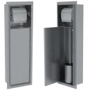 HAGO24 WC Modul Edelstahl gebürstet Einbauschrank Unterputz Wandnische 200x600mm Toilettenpapierhalter Bürstenhalter Push-to-Open befliesbare Tür