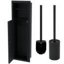 HAGO24 WC Modul Edelstahl Schwarz Einbauschrank Unterputz Wandnische 200x600mm Toilettenpapierhalter Bürstenhalter Push-to-Open befliesbare Tür