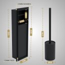 HAGO24 WC Modul Edelstahl Schwarz Einbauschrank Unterputz Wandnische 200x600mm Toilettenpapierhalter Bürstenhalter Push-to-Open befliesbare Tür