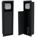 HAGO24 WC Modul Edelstahl Schwarz Einbauschrank Unterputz Wandnische 200x600mm Toilettenpapierhalter Bürstenhalter Push-to-Open befliesbare Tür