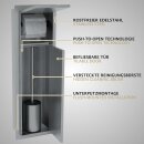 HAGO24 WC Modul Edelstahl gebürstet Schlitz Einbauschrank Unterputz Wandnische 200x600mm Toilettenpapierhalter Bürstenhalter Push-to-Open befliesbare Tür