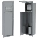 HAGO24 WC Modul Edelstahl gebürstet Schlitz Einbauschrank Unterputz Wandnische 200x600mm Toilettenpapierhalter Bürstenhalter Push-to-Open befliesbare Tür