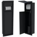 HAGO24 WC Modul Edelstahl Schwarz Schlitz Einbauschrank Unterputz Wandnische 200x600mm Toilettenpapierhalter Bürstenhalter Push-to-Open befliesbare Tür