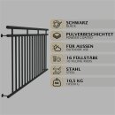 HAGO24 Französischer Balkon Fenstergitter Geländer Stahl Stabgeländer Schwarz 225x90cm Julietbalustrade Scheinbalkon Vorstellbalkon Brüstungsgitter Austrittsbalkon