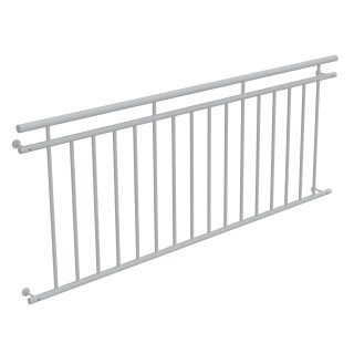 HAGO24 Französischer Balkon Fenstergitter Geländer Stahl Stabgeländer Weiß 225x90cm Julietbalustrade Scheinbalkon Vorstellbalkon Brüstungsgitter Austrittsbalkon