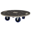 HAGO24 Möbelroller Rollbrett 360° Lenkrollen Transporthilfe rund Ø57cm Multiplex 800kg Gummirollen Griffmulden Siebdruck 2+2 Bremsen