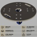 HAGO24 Möbelroller Rollbrett 360° Lenkrollen Transporthilfe rund Ø57cm Multiplex 800kg Gummirollen Griffmulden Siebdruck 2+2 Bremsen