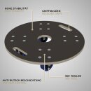 HAGO24 Möbelroller Rollbrett 360° Lenkrollen Transporthilfe rund Ø57cm Multiplex 800kg Gummirollen Griffmulden Siebdruck 2+2 Bremsen