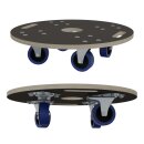 HAGO24 Möbelroller Rollbrett 360° Lenkrollen Transporthilfe rund Ø57cm Multiplex 800kg Gummirollen Griffmulden Siebdruck 2+2 Bremsen