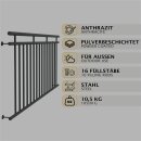 HAGO24 Französischer Balkon Fenstergitter Geländer Stahl Stabgeländer Anthrazit 225x90cm Julietbalustrade Scheinbalkon Vorstellbalkon Brüstungsgitter Austrittsbalkon