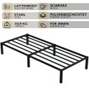 HAGO24 Bettgestell 90x200cm Einzelbett Stahlrahmen Lattenrost Schwarz 24cm Höhe Pulverbeschichtet Gästebett Jugendbett Metallrahmen
