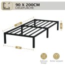 HAGO24 Bettgestell 90x200cm Einzelbett Stahlrahmen Lattenrost Schwarz 24cm Höhe Pulverbeschichtet Gästebett Jugendbett Metallrahmen
