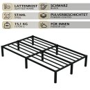 HAGO24 Bettgestell 120x200cm Einzelbett Stahlrahmen Lattenrost Schwarz 24cm Höhe Pulverbeschichtet Gästebett Jugendbett Metallrahmen