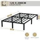 HAGO24 Bettgestell 120x200cm Einzelbett Stahlrahmen Lattenrost Schwarz 24cm Höhe Pulverbeschichtet Gästebett Jugendbett Metallrahmen