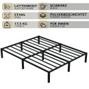HAGO24 Bettgestell 160x200cm Einzelbett Stahlrahmen Lattenrost Schwarz 24cm Höhe Pulverbeschichtet Gästebett Jugendbett Metallrahmen