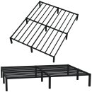 HAGO24 Bettgestell 160x200cm Einzelbett Stahlrahmen Lattenrost Schwarz 24cm Höhe Pulverbeschichtet Gästebett Jugendbett Metallrahmen