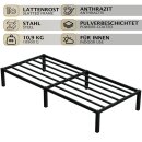 HAGO24 Bettgestell 90x200cm Einzelbett Stahlrahmen Lattenrost Anthrazit 24cm Höhe Pulverbeschichtet Gästebett Jugendbett Metallrahmen