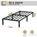 HAGO24 Bettgestell 90x200cm Einzelbett Stahlrahmen Lattenrost Anthrazit 24cm Höhe Pulverbeschichtet Gästebett Jugendbett Metallrahmen