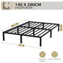 HAGO24 Bettgestell 140x200cm Einzelbett Stahlrahmen Lattenrost Anthrazit 24cm Höhe Pulverbeschichtet Gästebett Jugendbett Metallrahmen