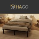 HAGO24 Bettgestell 140x200cm Einzelbett Stahlrahmen Lattenrost Anthrazit 24cm Höhe Pulverbeschichtet Gästebett Jugendbett Metallrahmen
