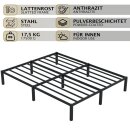 HAGO24 Bettgestell 160x200cm Einzelbett Stahlrahmen Lattenrost Anthrazit 24cm Höhe Pulverbeschichtet Gästebett Jugendbett Metallrahmen