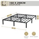 HAGO24 Bettgestell 160x200cm Einzelbett Stahlrahmen Lattenrost Anthrazit 24cm Höhe Pulverbeschichtet Gästebett Jugendbett Metallrahmen
