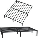 HAGO24 Bettgestell 160x200cm Einzelbett Stahlrahmen Lattenrost Anthrazit 24cm Höhe Pulverbeschichtet Gästebett Jugendbett Metallrahmen