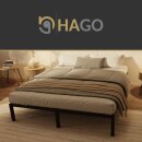 HAGO24 Bettgestell 160x200cm Einzelbett Stahlrahmen Lattenrost Anthrazit 24cm Höhe Pulverbeschichtet Gästebett Jugendbett Metallrahmen