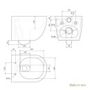 HAGO24 Hänge WC Spülrandlos Tornadospülung Softclose Duroplast WC Sitz Lotuseffekt Keramik Wandhängend Abnehmbar Kurzausführung Schwarz Kurz 49cm