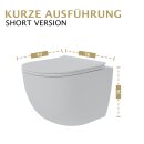HAGO24 2in1 Hänge WC Bidet Tornadospülung Spülrandlos Softclose Duroplast WC Sitz Kurz Lotuseffekt Abnehmbar Keramik Kurzausführung Weiß 49cm