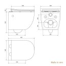 HAGO24 2in1 Hänge WC Bidet Tornadospülung Spülrandlos Softclose Duroplast WC Sitz Kurz Lotuseffekt Abnehmbar Keramik Kurzausführung Weiß 49cm