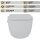 HAGO24 2in1 Hänge WC Bidet Tornadospülung Spülrandlos Softclose Duroplast WC Sitz Kurz Lotuseffekt Abnehmbar Keramik Kurzausführung Weiß 49cm