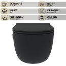 HAGO24 2in1 Hänge WC Bidet Tornadospülung Spülrandlos Softclose Duroplast WC Sitz Kurz Lotuseffekt Abnehmbar Keramik Kurzausführung Schwarz 49cm