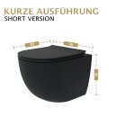 HAGO24 2in1 Hänge WC Bidet Tornadospülung Spülrandlos Softclose Duroplast WC Sitz Kurz Lotuseffekt Abnehmbar Keramik Kurzausführung Schwarz 49cm