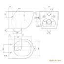 HAGO24 2in1 Hänge WC Bidet Tornadospülung Spülrandlos Softclose Duroplast WC Sitz Kurz Lotuseffekt Abnehmbar Keramik Kurzausführung Schwarz 49cm