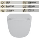 HAGO24 Hänge WC Spülrandlos Tornadospülung Softclose Duroplast WC Sitz Lotuseffekt Keramik Wandhängend Abnehmbar Kurzausführung Weiß Lang 54cm