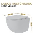 HAGO24 Hänge WC Spülrandlos Tornadospülung Softclose Duroplast WC Sitz Lotuseffekt Keramik Wandhängend Abnehmbar Kurzausführung Weiß Lang 54cm
