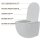 HAGO24 Hänge WC Spülrandlos Tornadospülung Softclose Duroplast WC Sitz Lotuseffekt Keramik Wandhängend Abnehmbar Kurzausführung Weiß Lang 54cm