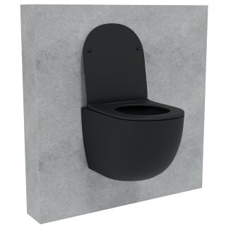 HAGO24 Hänge WC Spülrandlos Tornadospülung Softclose Duroplast WC Sitz Lotuseffekt Keramik Wandhängend Abnehmbar Kurzausführung Schwarz Glasur 54cm