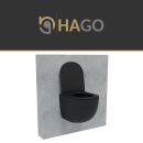 HAGO24 Hänge WC Spülrandlos Tornadospülung Softclose Duroplast WC Sitz Lotuseffekt Keramik Wandhängend Abnehmbar Kurzausführung Schwarz Glasur 54cm
