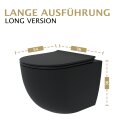 HAGO24 Hänge WC Spülrandlos Tornadospülung Softclose Duroplast WC Sitz Lotuseffekt Keramik Wandhängend Abnehmbar Kurzausführung Schwarz Glasur 54cm