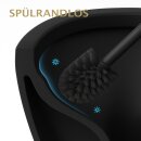 HAGO24 Hänge WC Spülrandlos Tornadospülung Softclose Duroplast WC Sitz Lotuseffekt Keramik Wandhängend Abnehmbar Kurzausführung Schwarz Glasur 54cm