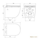 HAGO24 Hänge WC Spülrandlos Tornadospülung Softclose Duroplast WC Sitz Lotuseffekt Keramik Wandhängend Abnehmbar Kurzausführung Schwarz Glasur 54cm